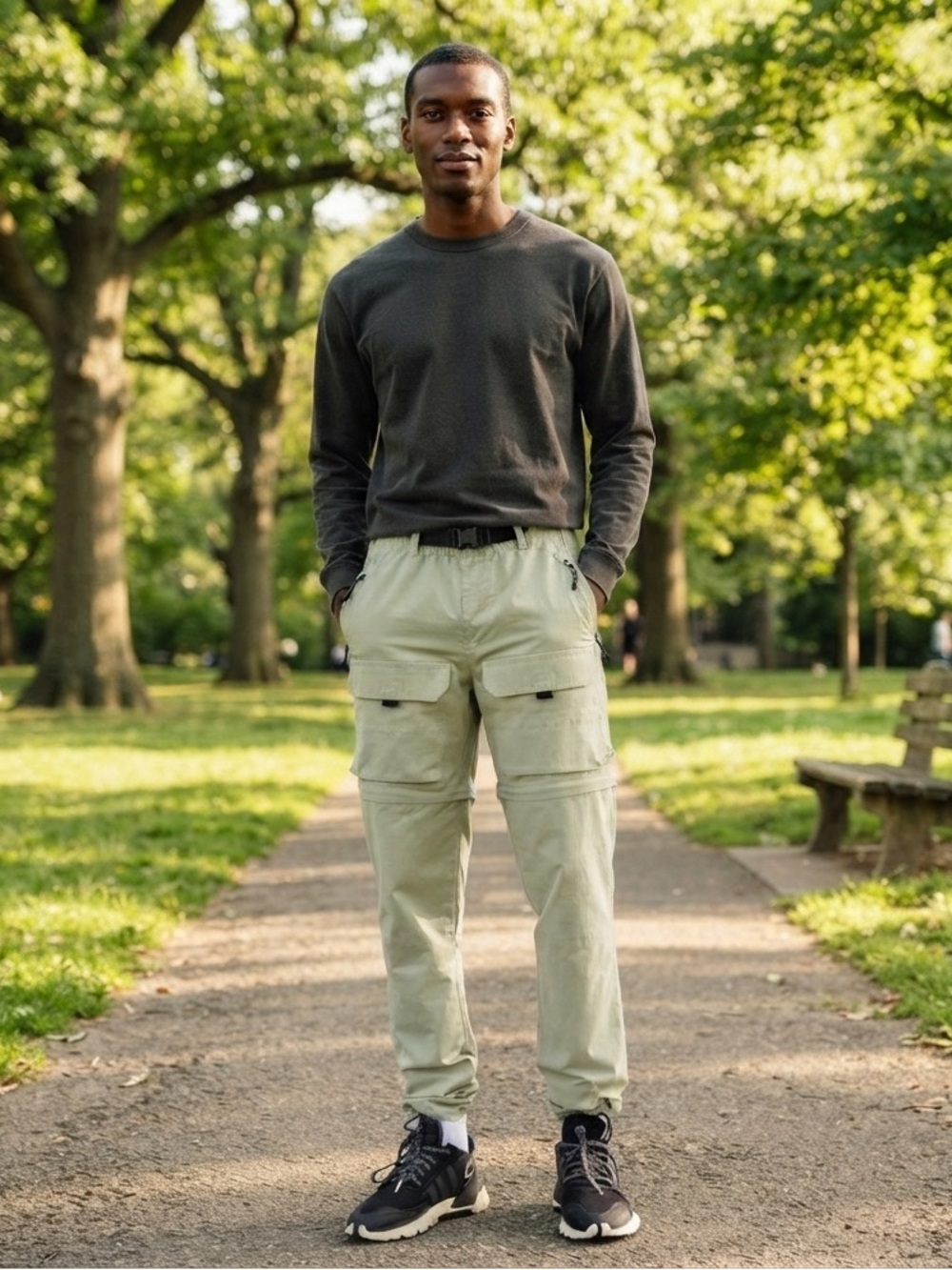 PacSun Utility Light Green Convertible Zip-Off Cargo